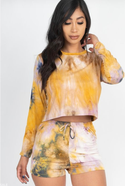 Tie Dye Cozy Top & Shorts Set