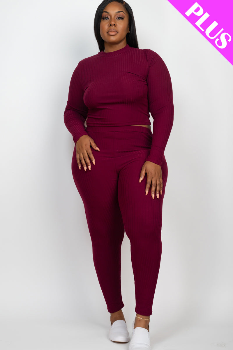 PLUS MOCK NECK TOP & LEGGINGS SET