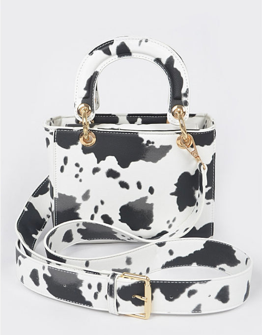 COW PRINT HANDLE BAG