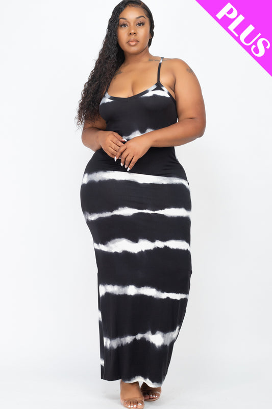 PLUS TIE DYE PRINTED MAXI DRESS