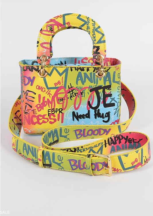 MULTICOLOR GRAFFITI HANDLE CLUTCH