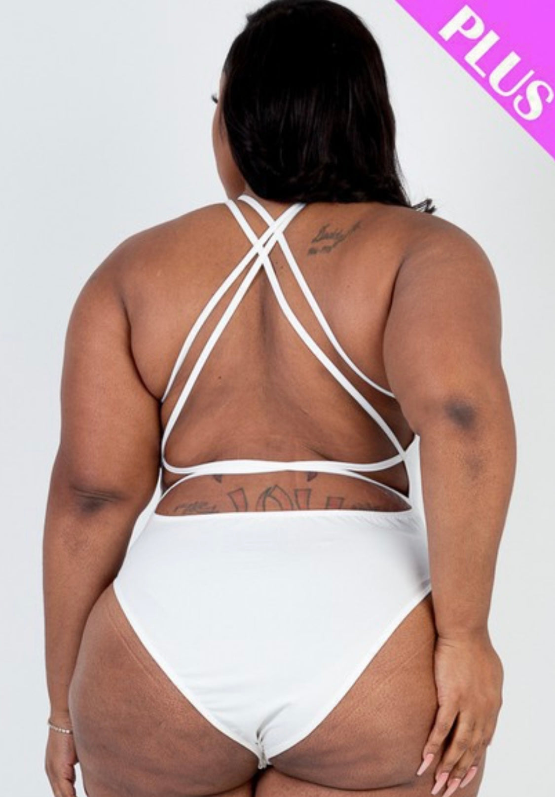 PLUS CRISSCROSS BACK BODYSUIT