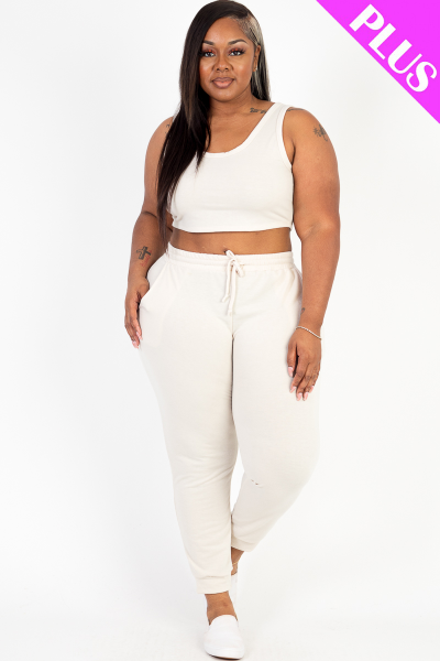 PLUS CROPPED TANK TOP & JOGGERS SET