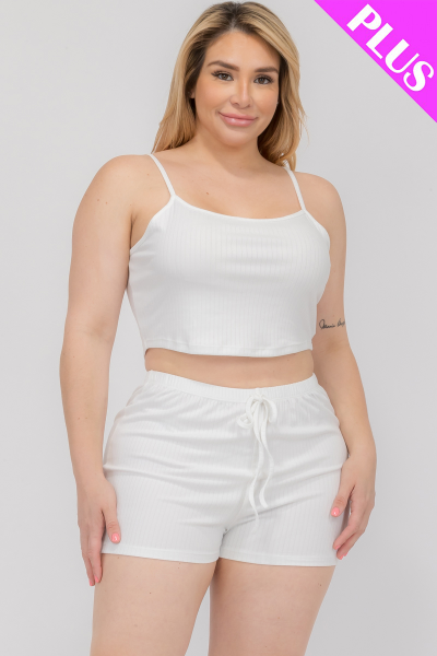 PLUS RIBBED CAMI TOP & SHORTS SET